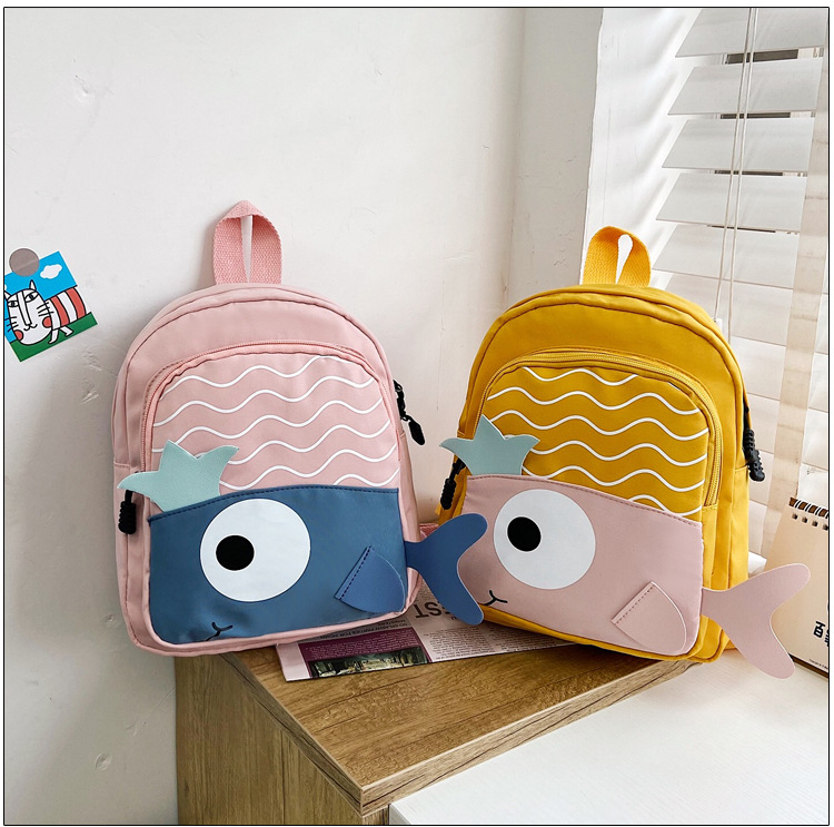 New Cloth Backpack Cute Cartoon Bag Fish Dolphin Kindergarten Backpack Korean Boys Girls' Backpack