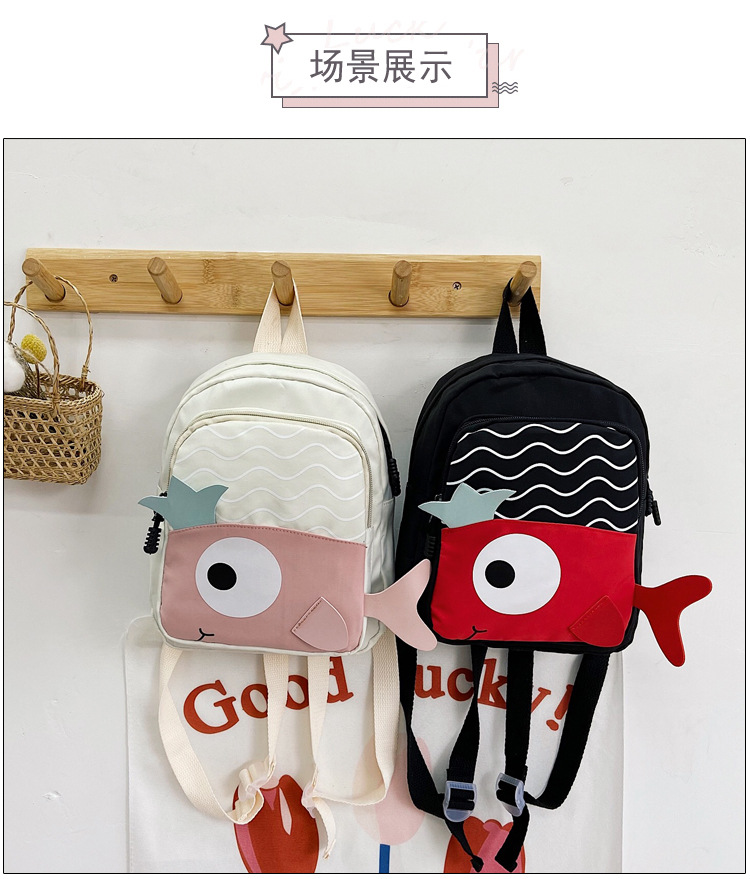 New Cloth Backpack Cute Cartoon Bag Fish Dolphin Kindergarten Backpack Korean Boys Girls' Backpack