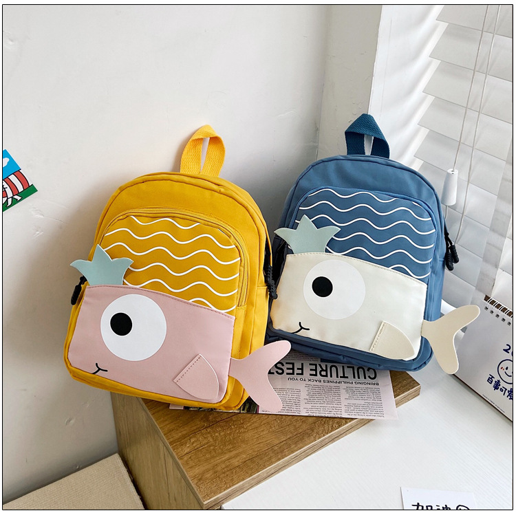 New Cloth Backpack Cute Cartoon Bag Fish Dolphin Kindergarten Backpack Korean Boys Girls' Backpack