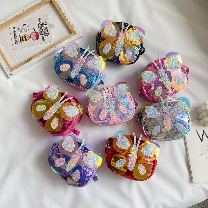 2021 Summer Korean Style Bag New Butterfly Messenger Bag Shoulder Bag Children Cartoon Bag Trendy Cute Girls&#039; Bags