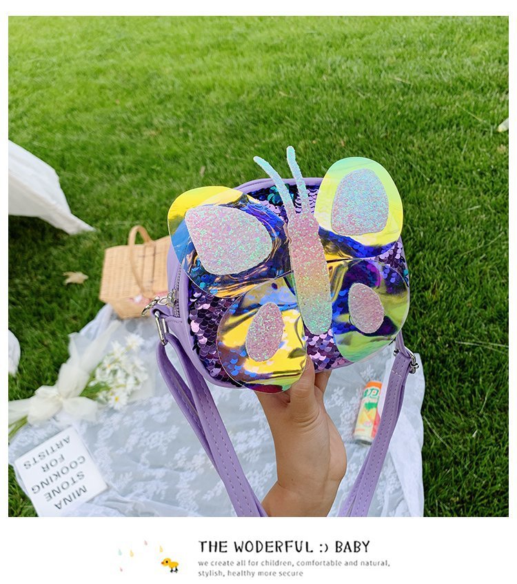 2021 Summer Korean Style Bag New Butterfly Messenger Bag Shoulder Bag Children Cartoon Bag Trendy Cute Girls' Bags
