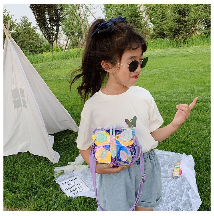 2021 Summer Korean Style Bag New Butterfly Messenger Bag Shoulder Bag Children Cartoon Bag Trendy Cute Girls' Bags