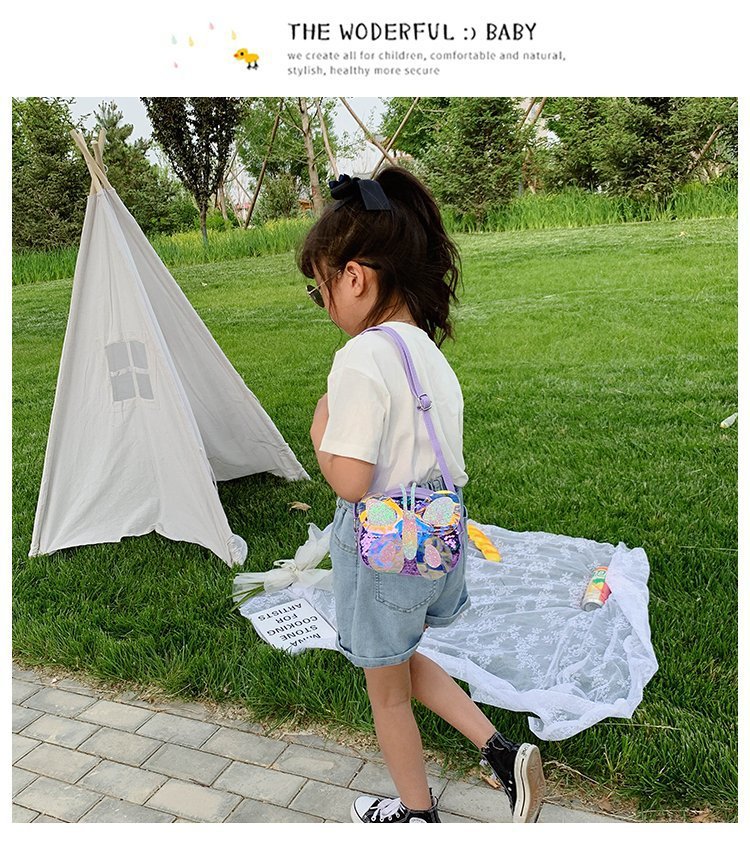 2021 Summer Korean Style Bag New Butterfly Messenger Bag Shoulder Bag Children Cartoon Bag Trendy Cute Girls' Bags