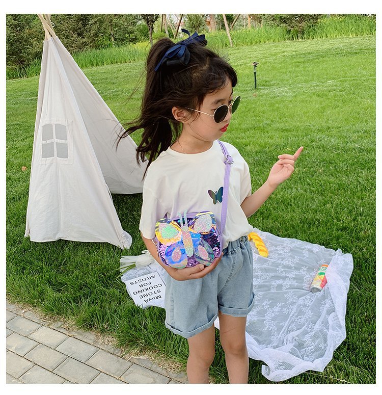 2021 Summer Korean Style Bag New Butterfly Messenger Bag Shoulder Bag Children Cartoon Bag Trendy Cute Girls' Bags