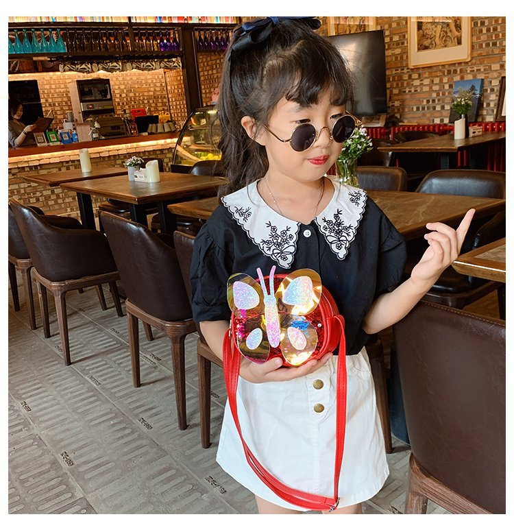 2021 Summer Korean Style Bag New Butterfly Messenger Bag Shoulder Bag Children Cartoon Bag Trendy Cute Girls' Bags