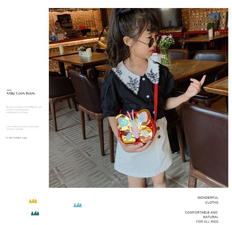2021 Summer Korean Style Bag New Butterfly Messenger Bag Shoulder Bag Children Cartoon Bag Trendy Cute Girls' Bags