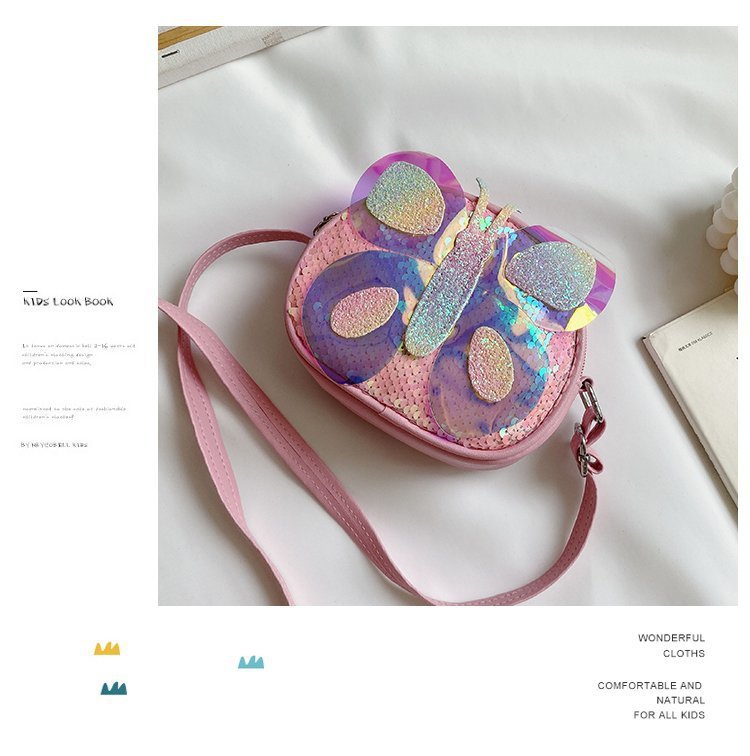 2021 Summer Korean Style Bag New Butterfly Messenger Bag Shoulder Bag Children Cartoon Bag Trendy Cute Girls' Bags