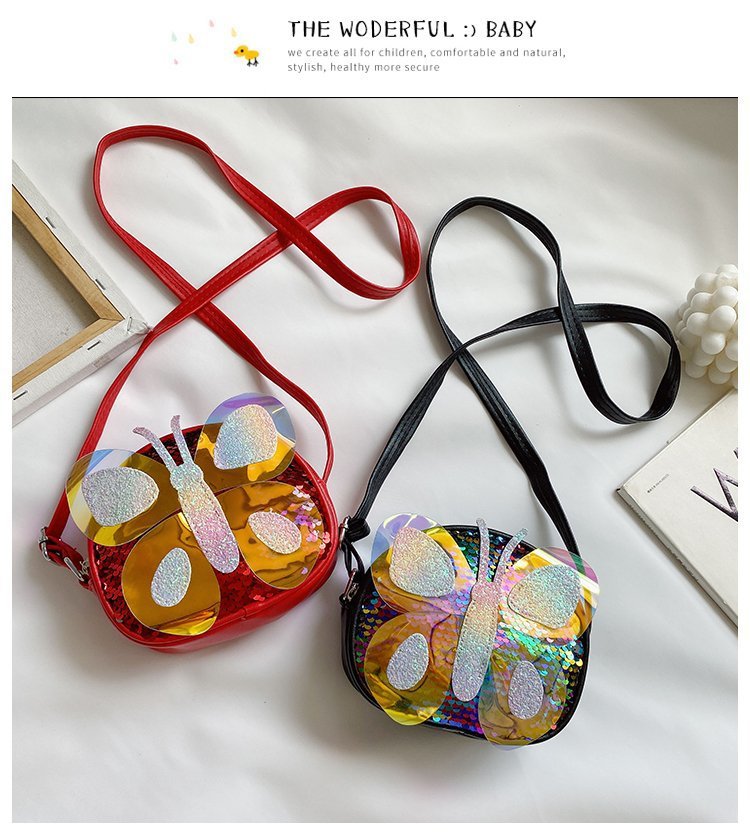 2021 Summer Korean Style Bag New Butterfly Messenger Bag Shoulder Bag Children Cartoon Bag Trendy Cute Girls' Bags