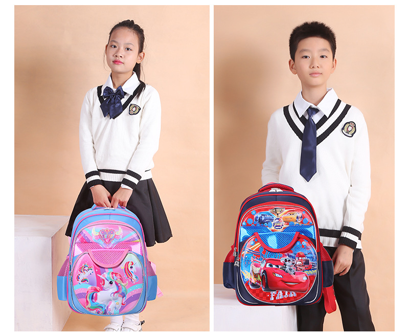 New Boutique Low-Grade Pupils Schoolbag Children Cute Backpack Burden Reduction 3D Cartoon Bag Factory Wholesale