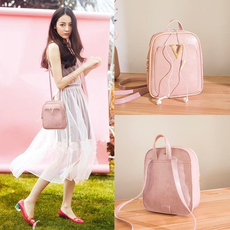 Small Bookbag 2021 Korean Women Bag Street Trendy Small Backpack Handbag Shoulder Messenger Bag Pu Oily Leather Small Bag