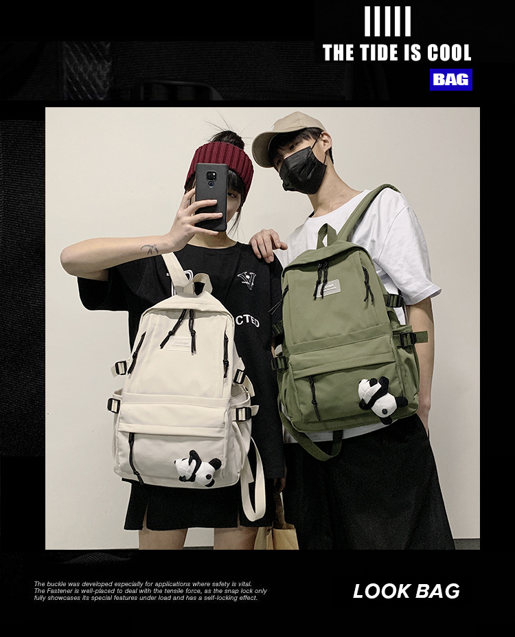 Vintage Canvas Backpack Student Schoolbag Large Capacity Solid Color Multi-Pocket Backpack Vintage Style Korean Hipster Women Bag