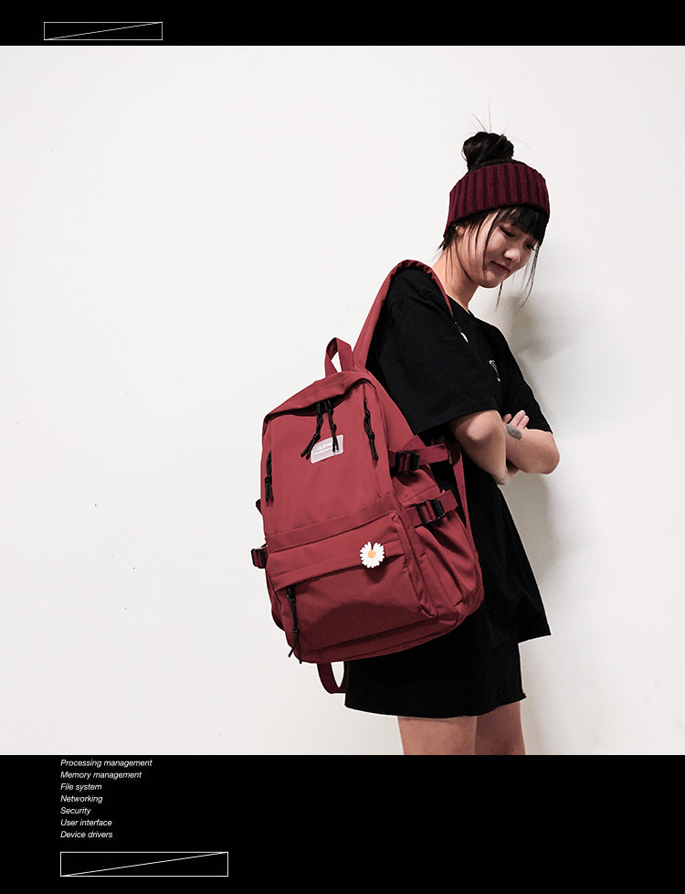 Vintage Canvas Backpack Student Schoolbag Large Capacity Solid Color Multi-Pocket Backpack Vintage Style Korean Hipster Women Bag