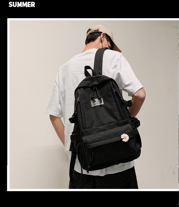 Vintage Canvas Backpack Student Schoolbag Large Capacity Solid Color Multi-Pocket Backpack Vintage Style Korean Hipster Women Bag