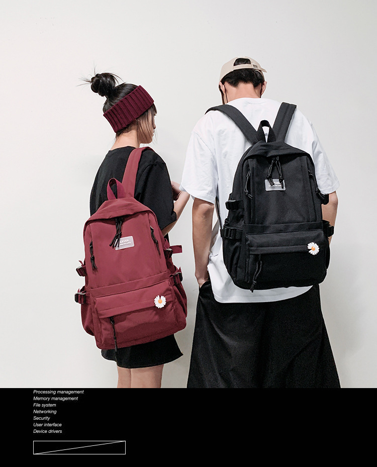 Vintage Canvas Backpack Student Schoolbag Large Capacity Solid Color Multi-Pocket Backpack Vintage Style Korean Hipster Women Bag