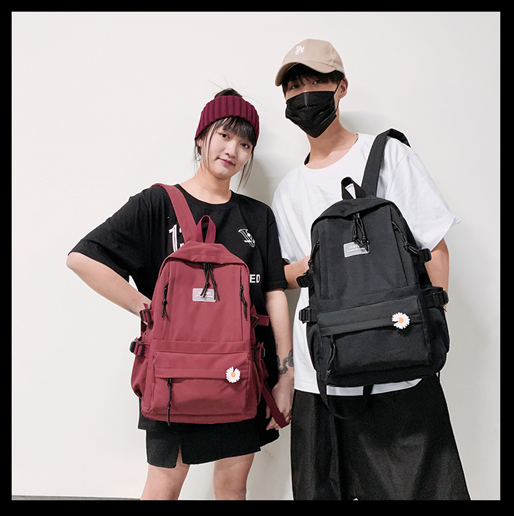 Vintage Canvas Backpack Student Schoolbag Large Capacity Solid Color Multi-Pocket Backpack Vintage Style Korean Hipster Women Bag