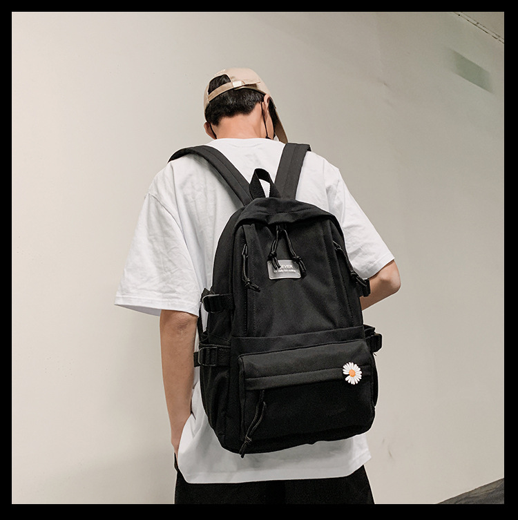 Vintage Canvas Backpack Student Schoolbag Large Capacity Solid Color Multi-Pocket Backpack Vintage Style Korean Hipster Women Bag