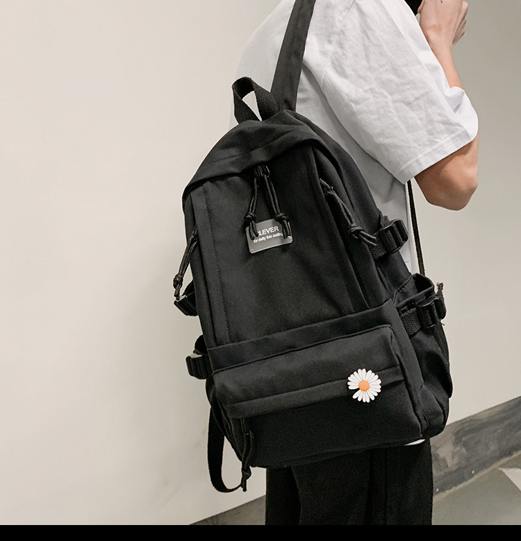 Vintage Canvas Backpack Student Schoolbag Large Capacity Solid Color Multi-Pocket Backpack Vintage Style Korean Hipster Women Bag