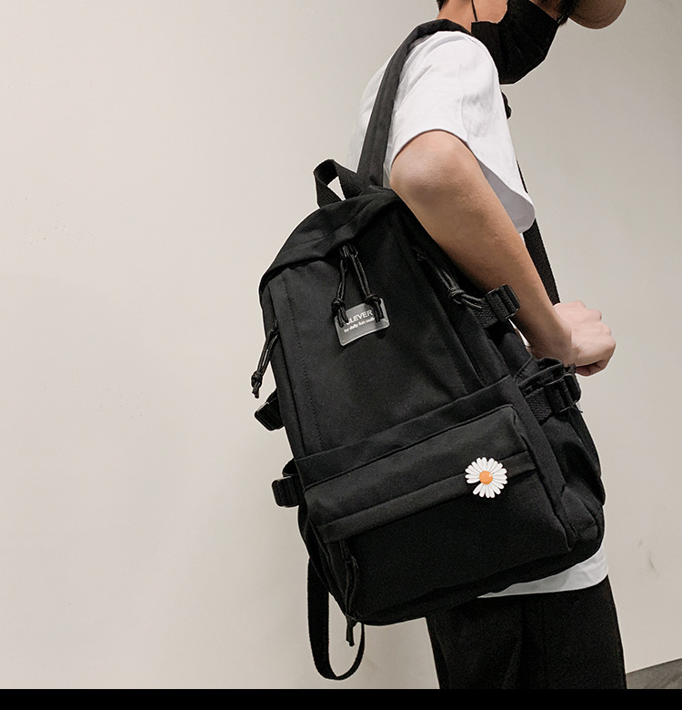 Vintage Canvas Backpack Student Schoolbag Large Capacity Solid Color Multi-Pocket Backpack Vintage Style Korean Hipster Women Bag