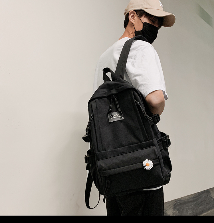 Vintage Canvas Backpack Student Schoolbag Large Capacity Solid Color Multi-Pocket Backpack Vintage Style Korean Hipster Women Bag