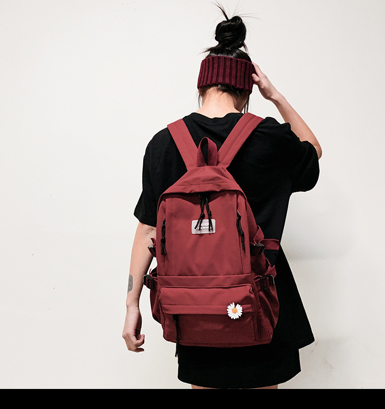 Vintage Canvas Backpack Student Schoolbag Large Capacity Solid Color Multi-Pocket Backpack Vintage Style Korean Hipster Women Bag