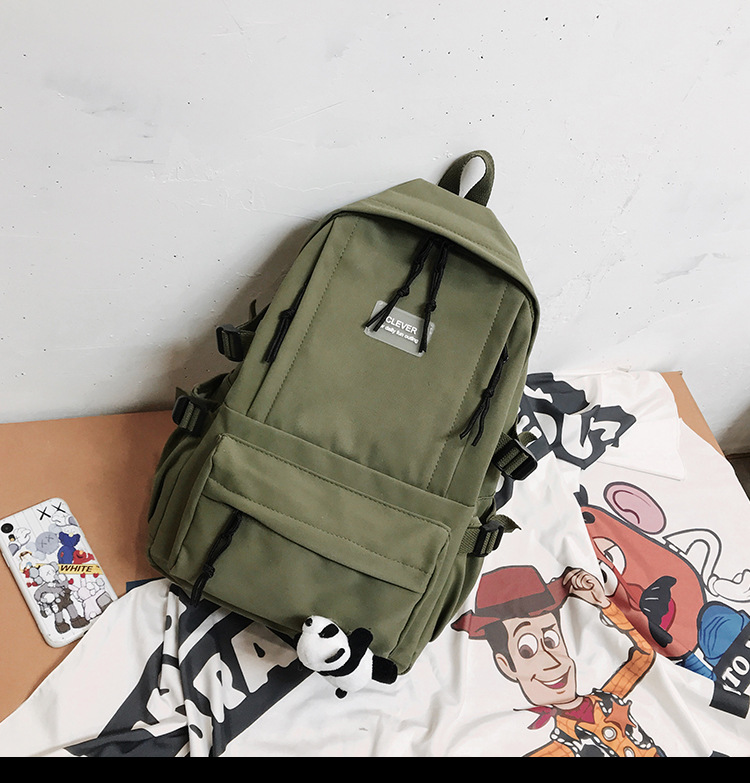 Vintage Canvas Backpack Student Schoolbag Large Capacity Solid Color Multi-Pocket Backpack Vintage Style Korean Hipster Women Bag