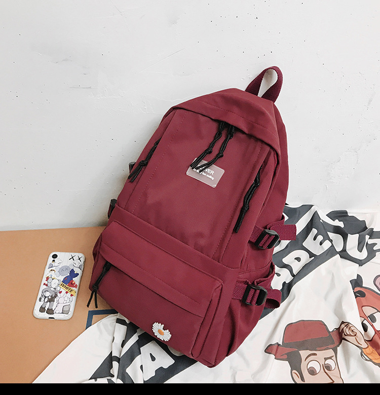 Vintage Canvas Backpack Student Schoolbag Large Capacity Solid Color Multi-Pocket Backpack Vintage Style Korean Hipster Women Bag