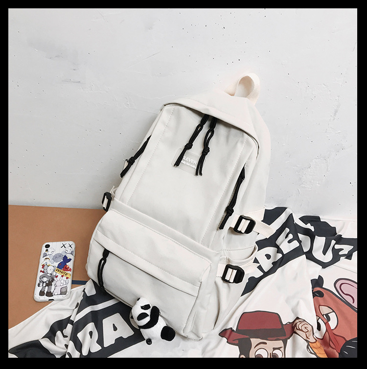 Vintage Canvas Backpack Student Schoolbag Large Capacity Solid Color Multi-Pocket Backpack Vintage Style Korean Hipster Women Bag