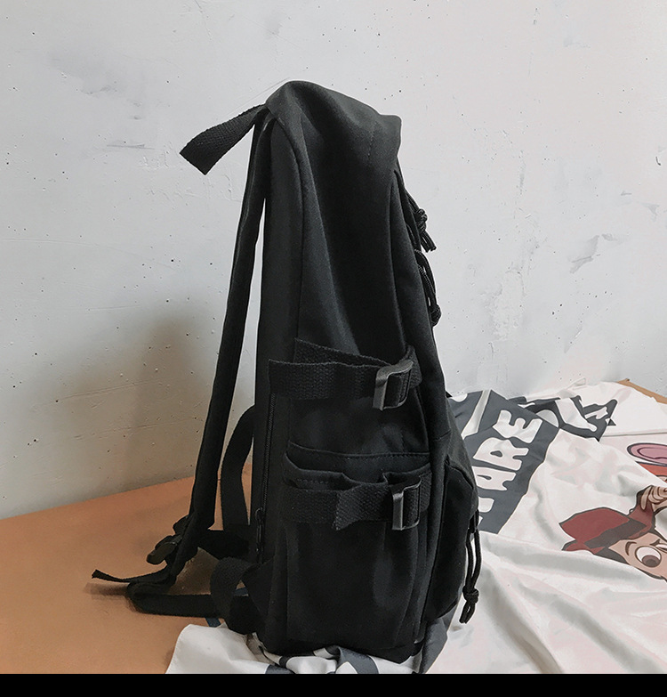 Vintage Canvas Backpack Student Schoolbag Large Capacity Solid Color Multi-Pocket Backpack Vintage Style Korean Hipster Women Bag