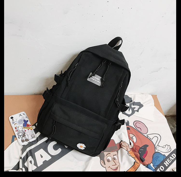 Vintage Canvas Backpack Student Schoolbag Large Capacity Solid Color Multi-Pocket Backpack Vintage Style Korean Hipster Women Bag