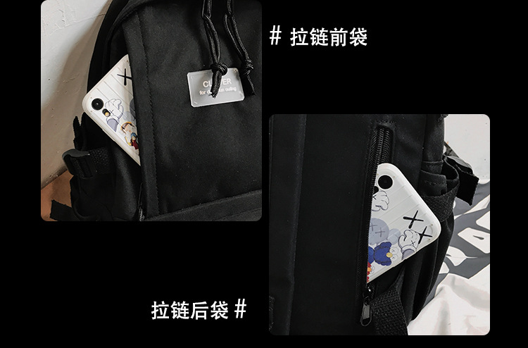 Vintage Canvas Backpack Student Schoolbag Large Capacity Solid Color Multi-Pocket Backpack Vintage Style Korean Hipster Women Bag