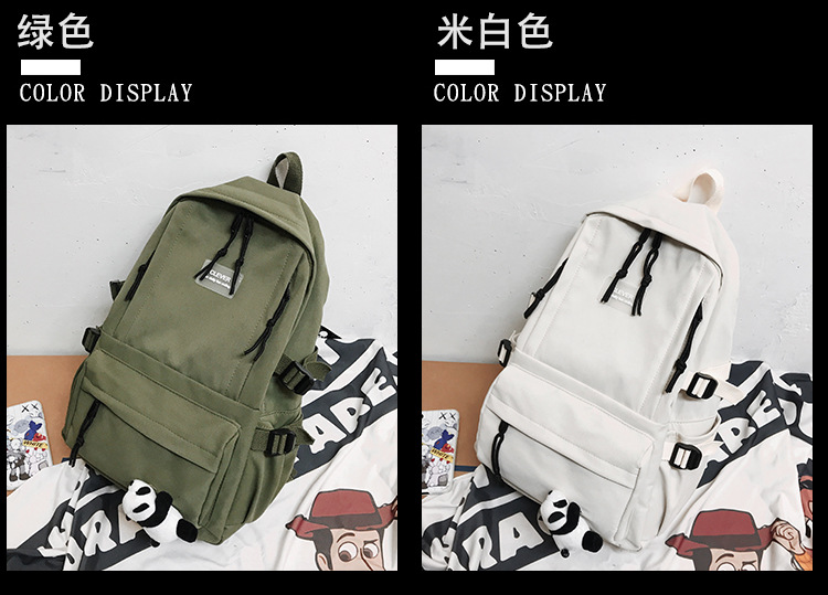 Vintage Canvas Backpack Student Schoolbag Large Capacity Solid Color Multi-Pocket Backpack Vintage Style Korean Hipster Women Bag