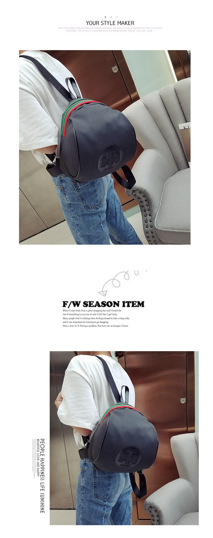 Fan Bingbing Fashion Oxford Cloth Simple Trendy Student Small Bag Korean Style Women Bag Backpack Canvas Shoulder Bag