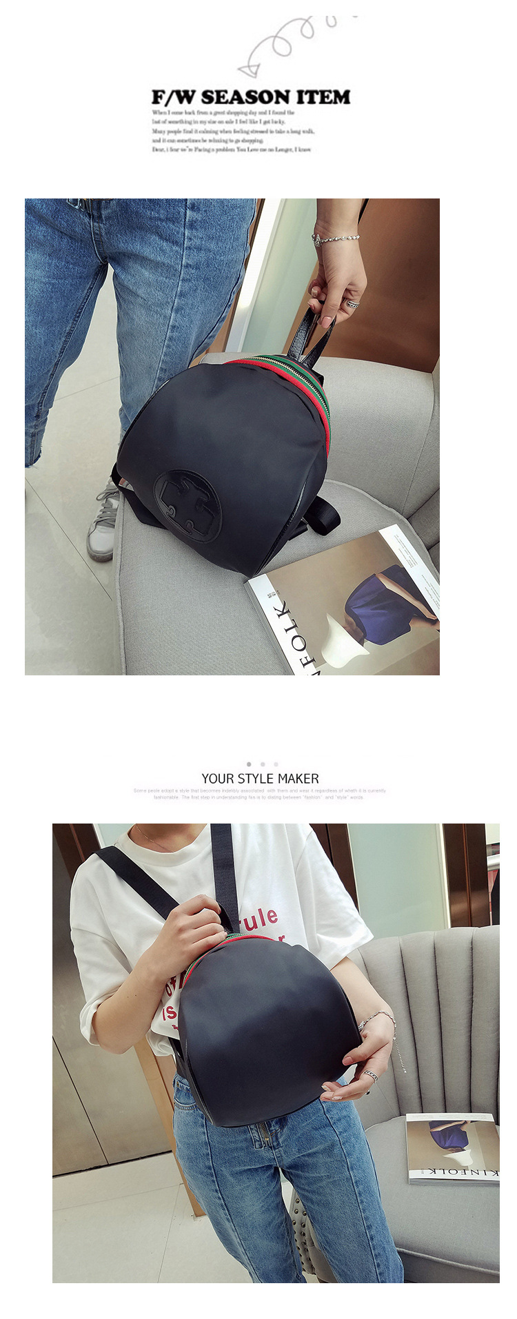 Fan Bingbing Fashion Oxford Cloth Simple Trendy Student Small Bag Korean Style Women Bag Backpack Canvas Shoulder Bag