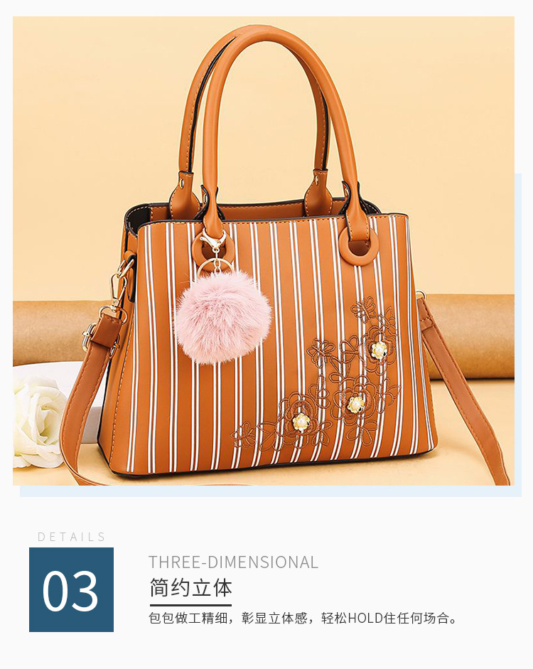 Spot Striped Handbag Large Capacity Women's Crossbody Shoulder Bag Simple and Fashion Women Bag Factory Direct Supply Spot Striped Handbag Large Capacity Women's Crossbody Shoulder Bag Simple and Fashion Women Bag Factory Direct Supply