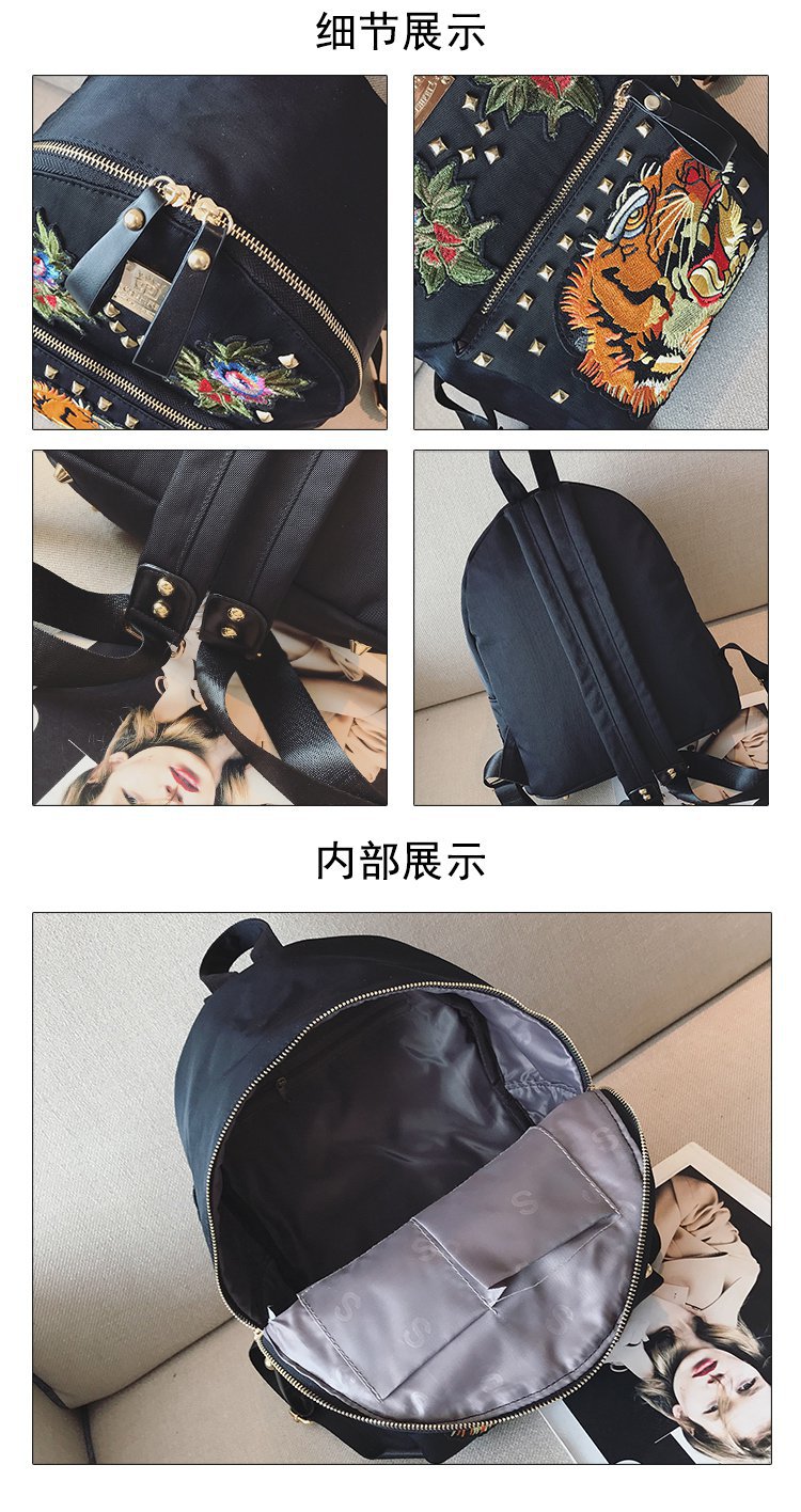 Ethnic Style Women Bag Embroidered Nylon Pouch Bag Leather Backpack Shopkeeper Recommended One Piece Dropshipping