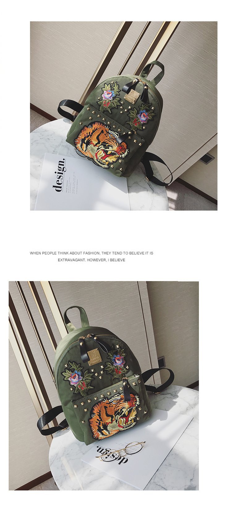 Ethnic Style Women Bag Embroidered Nylon Pouch Bag Leather Backpack Shopkeeper Recommended One Piece Dropshipping