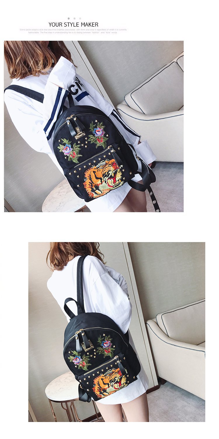 Ethnic Style Women Bag Embroidered Nylon Pouch Bag Leather Backpack Shopkeeper Recommended One Piece Dropshipping
