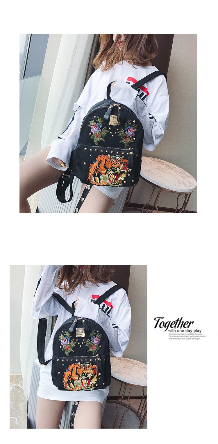 Ethnic Style Women Bag Embroidered Nylon Pouch Bag Leather Backpack Shopkeeper Recommended One Piece Dropshipping