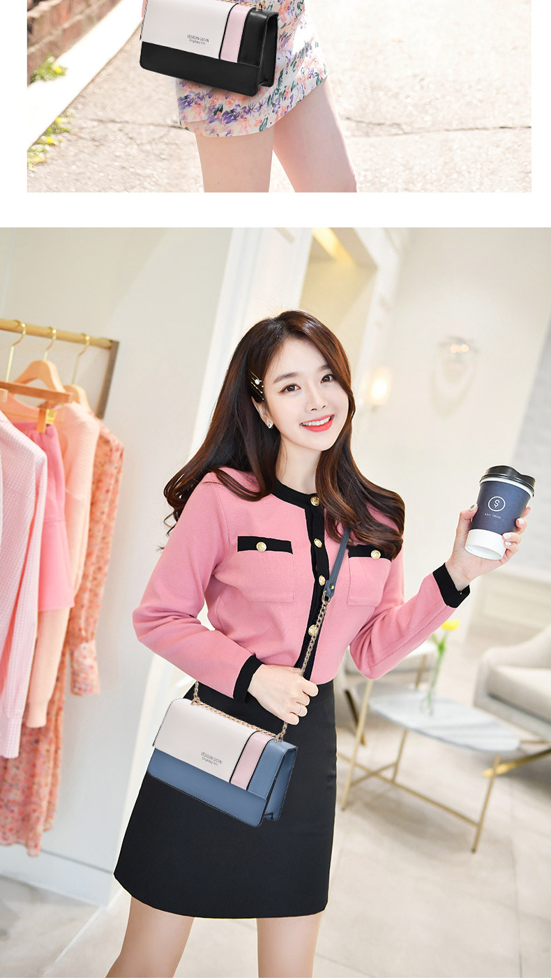 Trendy 2021 New Korean Women Bag Fashion Chain Contrast Color Square Bag Shoulder Portable Messenger Bag Stall 11803