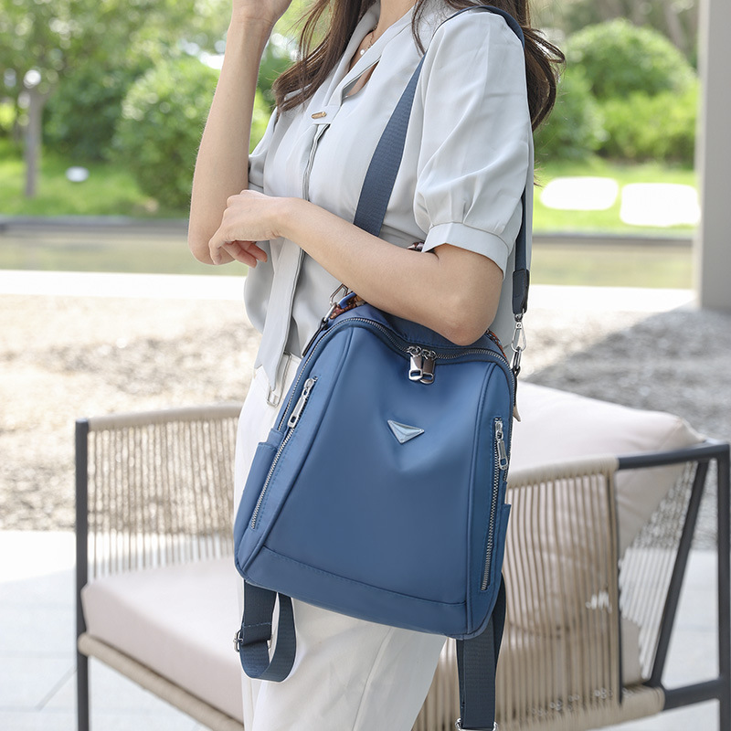Foreign Trade 2021 Autumn New Women&#039;s Pu Backpack Bark Pattern European and American Fashion Backpack Solid Color All-Match Women Bag