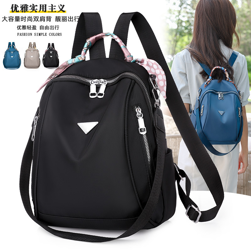 Foreign Trade 2021 Autumn New Women&#039;s Pu Backpack Bark Pattern European and American Fashion Backpack Solid Color All-Match Women Bag