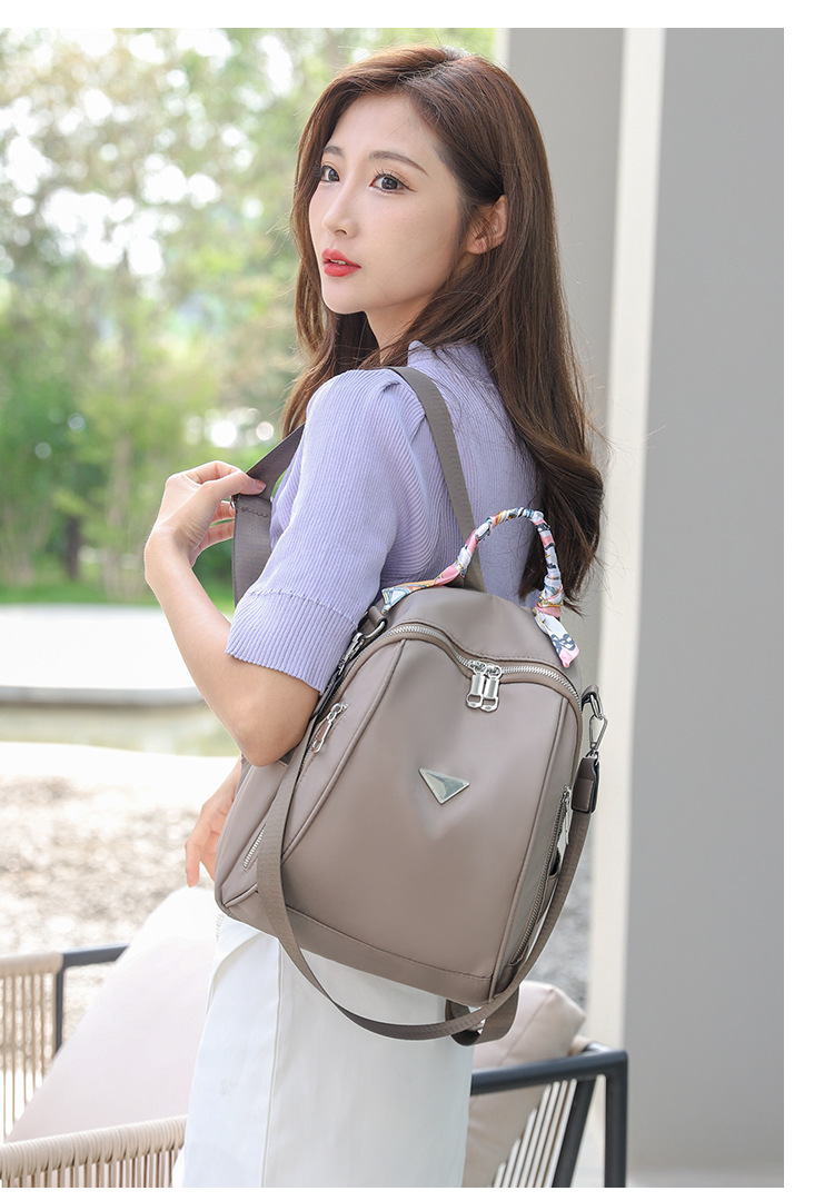 Foreign Trade 2021 Autumn New Women's Pu Backpack Bark Pattern European and American Fashion Backpack Solid Color All-Match Women Bag
