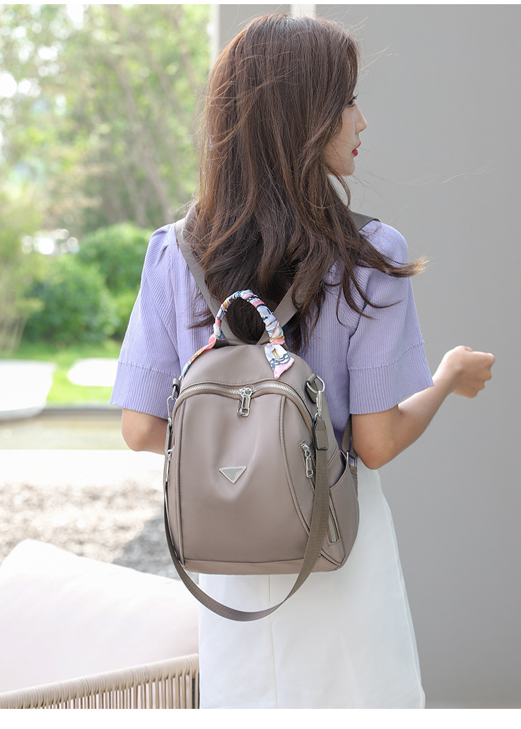Foreign Trade 2021 Autumn New Women's Pu Backpack Bark Pattern European and American Fashion Backpack Solid Color All-Match Women Bag