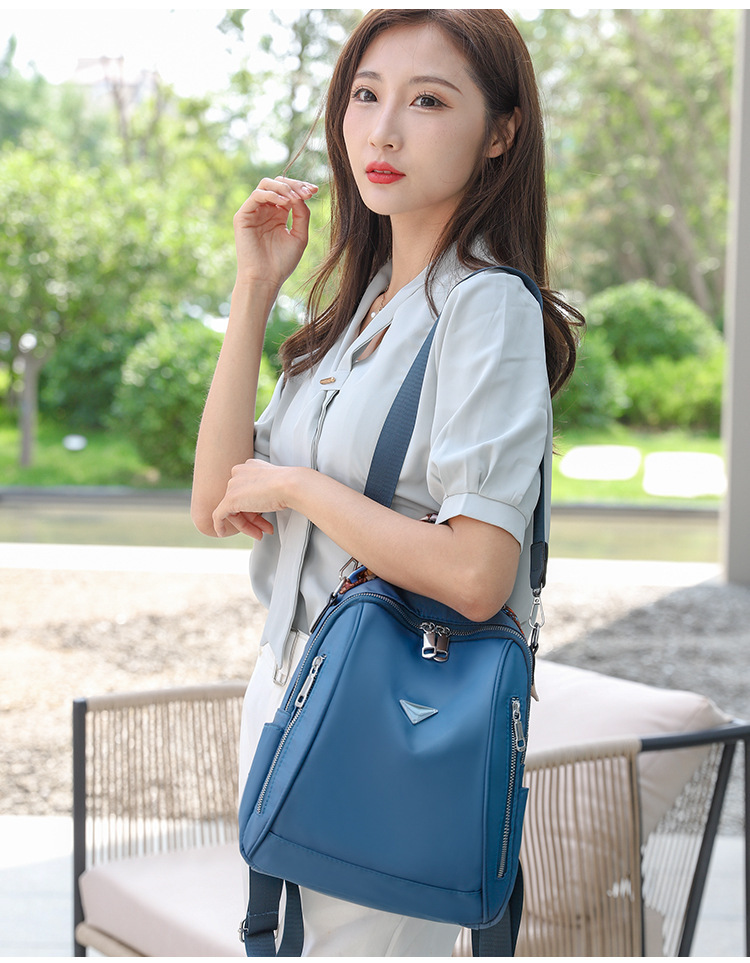 Foreign Trade 2021 Autumn New Women's Pu Backpack Bark Pattern European and American Fashion Backpack Solid Color All-Match Women Bag