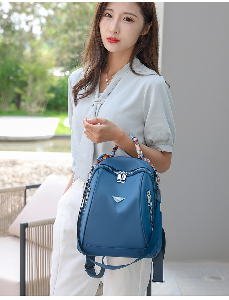 Foreign Trade 2021 Autumn New Women's Pu Backpack Bark Pattern European and American Fashion Backpack Solid Color All-Match Women Bag