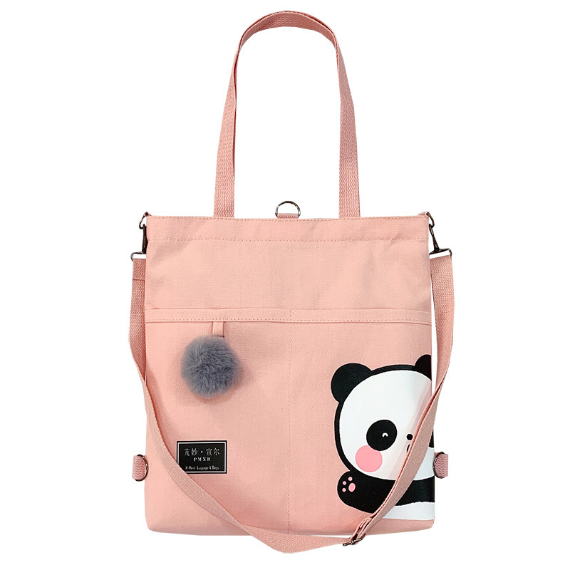 Canvas Bag Female 2021 New Trendy Cute Japanese Large Capacity Student Leisure Portable Crossbody Three-Use Women Bag