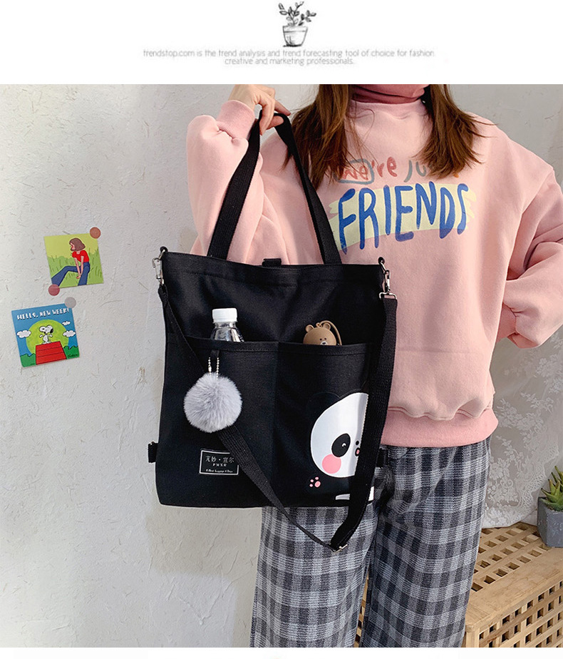 Canvas Bag Female 2021 New Trendy Cute Japanese Large Capacity Student Leisure Portable Crossbody Three-Use Women Bag