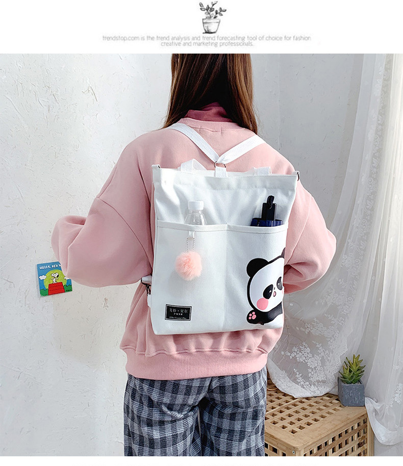Canvas Bag Female 2021 New Trendy Cute Japanese Large Capacity Student Leisure Portable Crossbody Three-Use Women Bag