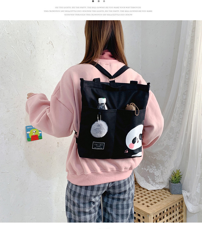 Canvas Bag Female 2021 New Trendy Cute Japanese Large Capacity Student Leisure Portable Crossbody Three-Use Women Bag