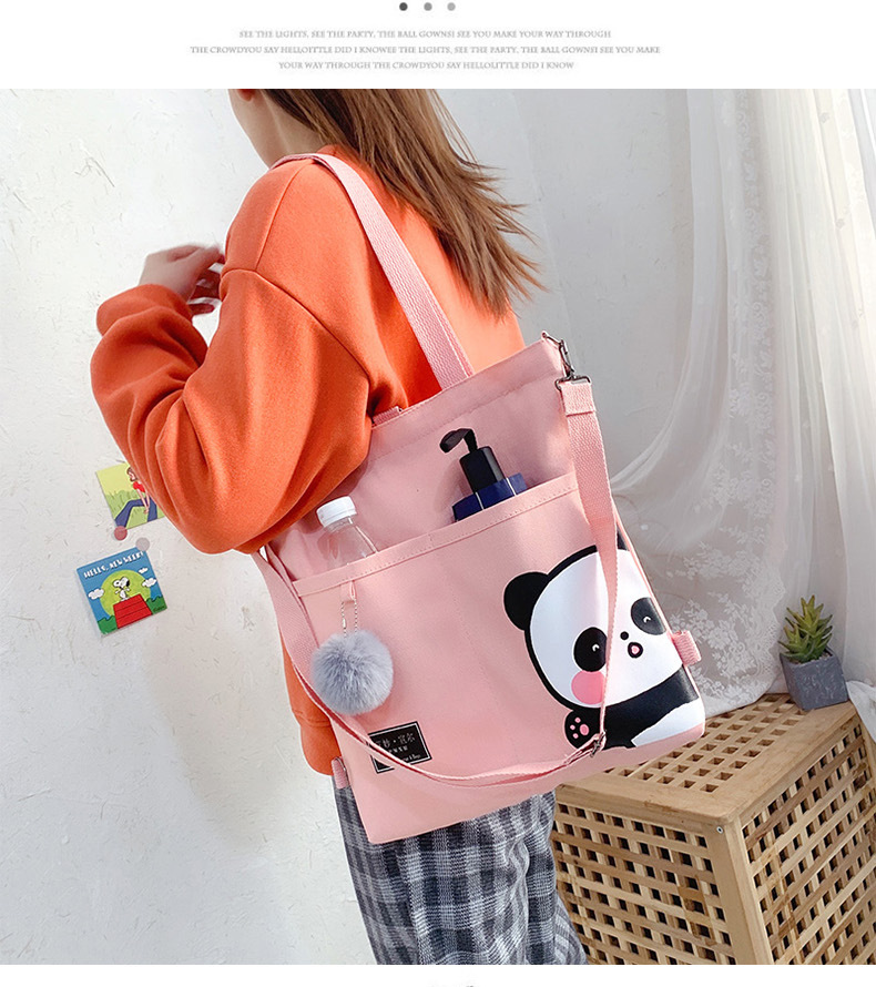 Canvas Bag Female 2021 New Trendy Cute Japanese Large Capacity Student Leisure Portable Crossbody Three-Use Women Bag
